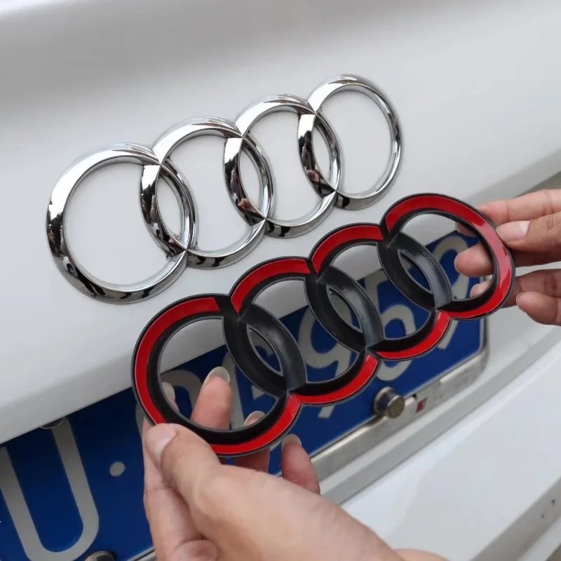 AUDI A4 2013-2024 4 Ring Logo ABS Black Directly Covered Emblem Car Hood Front Grill Rear Trunk Emblem Badge Sticker Sline Refit