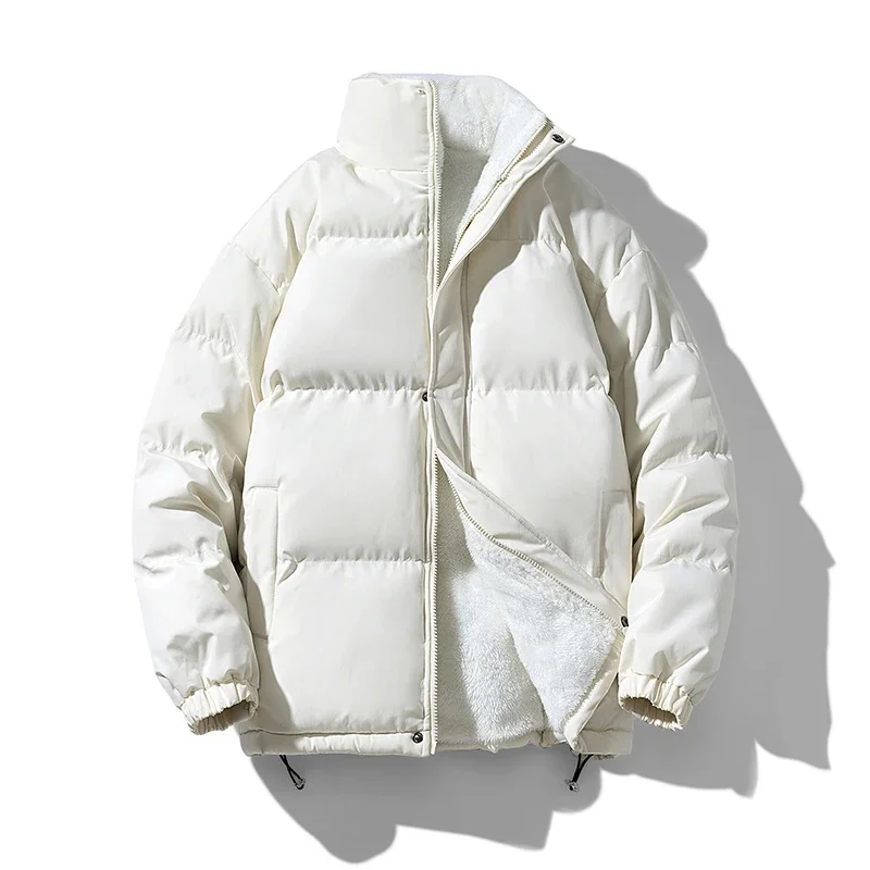 Veste à bulles à col montant épais pour hommes, manteau matelassé unisexe, parkas surdimensionnées, streetwear chaud, mode, sourire, hiver