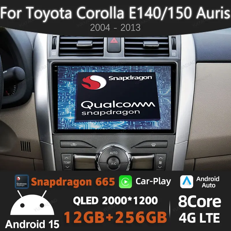 

Android 15 Carplay Auto Car Radio For Toyota Corolla E140 E150 2006 2007 - 2013 Multimedia Video Player Ai Voice 4G WIFI GPS DSP