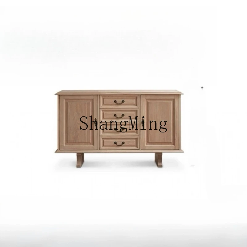 

FG retro solid wood storage ash wood old TV cabinet dining side small apartment living room storage side cabinet
