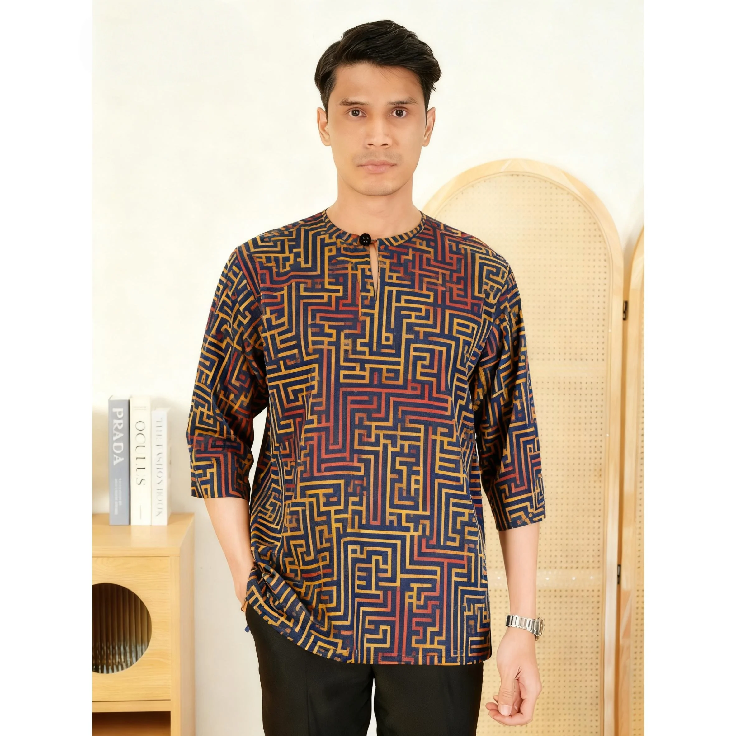 2026 قصيرة الأكمام تي شيرت مسلم الصلاة الملابس الفاخرة النمط الأفريقي البرنز ثلاثية الأبعاد فستان مُزين بطباعة ازياء العربية Camisa العربية #1