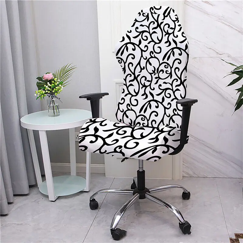 Stretch Computer Gaming Chair Cover Flower Office Swivel Armchair Slipcovers Seat Covers Protector Splicover New