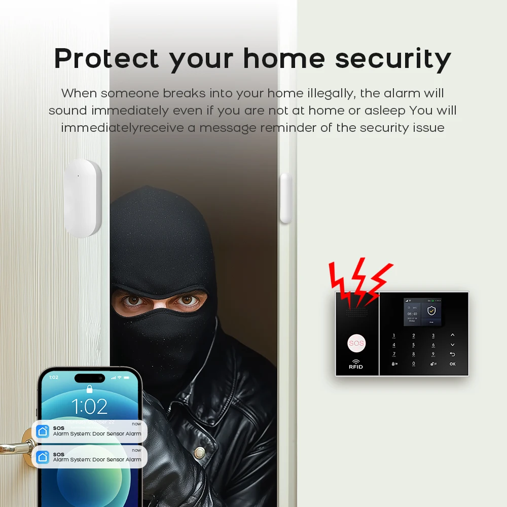 Wireless Home Alarm System Phone 4G Wifi Residential alarm Tuya Smart Home Child Safety protection Anti-theft Camera automation image 5