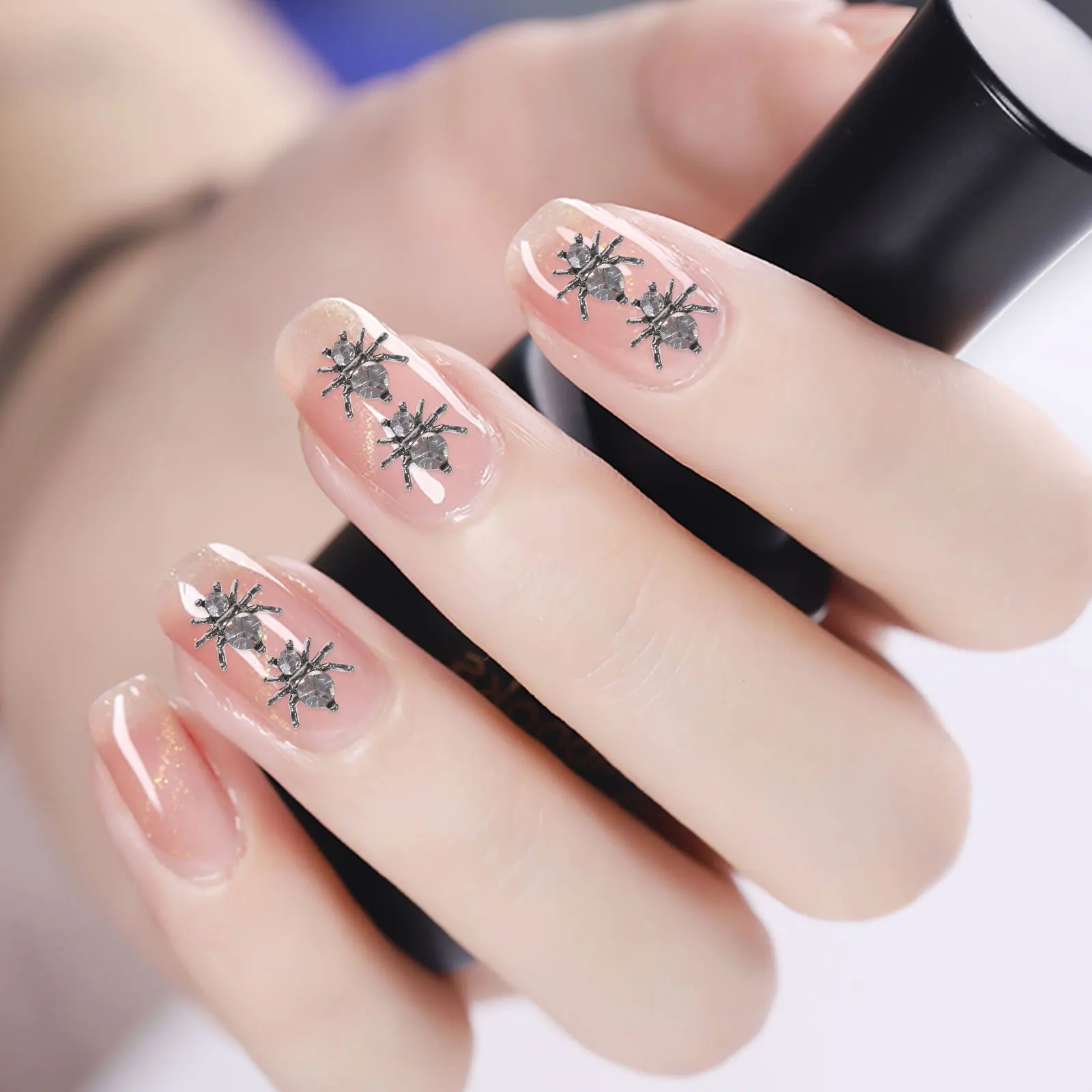 

100Pcs Metal Spider Nail Art Charms Crystal Alloy Durable Manicure Decoration for Halloween Wedding Party Nail DIY
