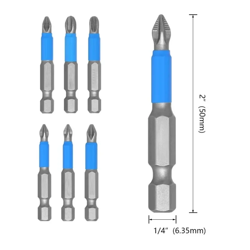 12PCS PZ1/PZ2/PZ3/PH1/PH2/PH3 No- slip Screwdriver Set Bits for Drill Magnet S2 Alloy Steel Screwdriver Electric Impact 50/25mm