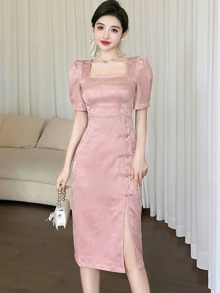 2026 Pink Jacquard Satin Luxury Long Dress Women Elegant Bodycon Chic Evening Dress Summer Korean Fashion Casual Party Vestidos - AliExpress 200000345 2026 Pink Jacquard Satin Luxury Long Dress Women Elegant Bodycon Chic Evening Dress Summer Korean Fashion Casual Party Vestidos - AliExpress 200000345