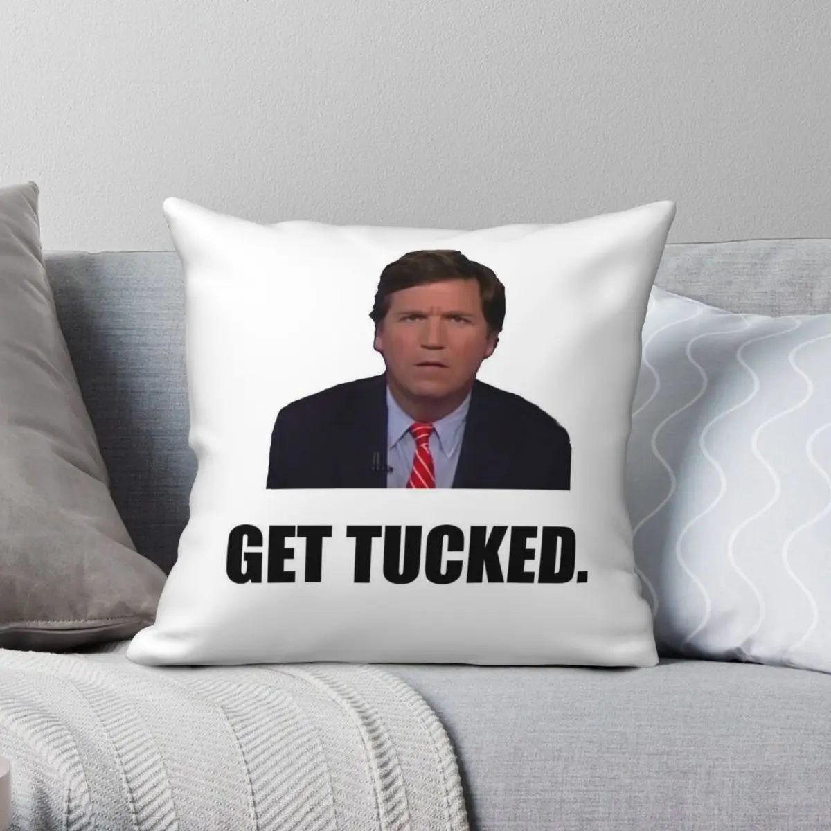 Tucker Carlson Get Tucked Square Pillowcase Polyester Linen Velvet Creative Zip Decor Room Cushion Cover 45x45