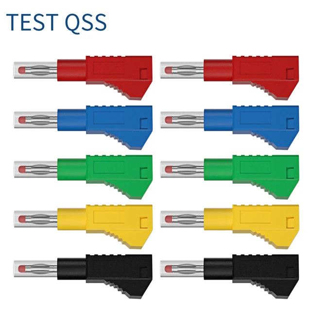 QSS 10 sztuk 4MM wtyczka bananowa bezpieczeństwo chowana osłona możliwość układania w stos drut złącze lutowane DIY narzędzia elektryczne Q.10043