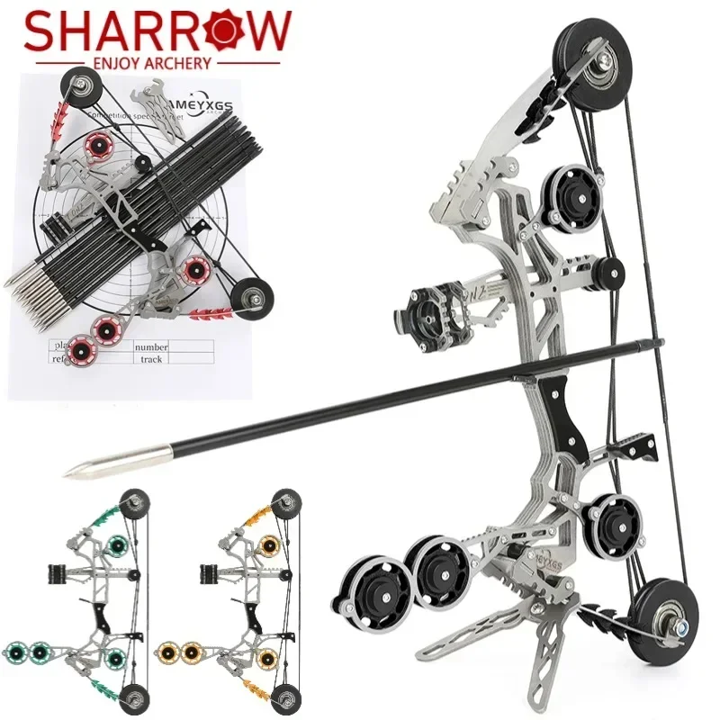 

Mini Archery Compound Bow and 4/8pcs Arrows Kit Stainless Steel Pulley Bow,Outdoor/Indoor Sports Shooting Gift Game Pocket Bow