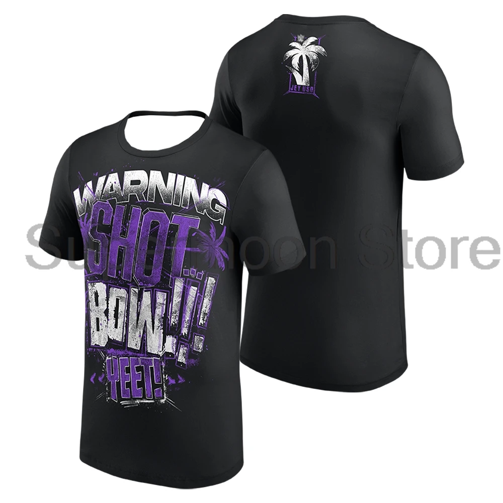 

Jey Uso Warning Shot T-shirt Crewneck Short Sleeve Polyester Tee Women Men Streetwear Tops