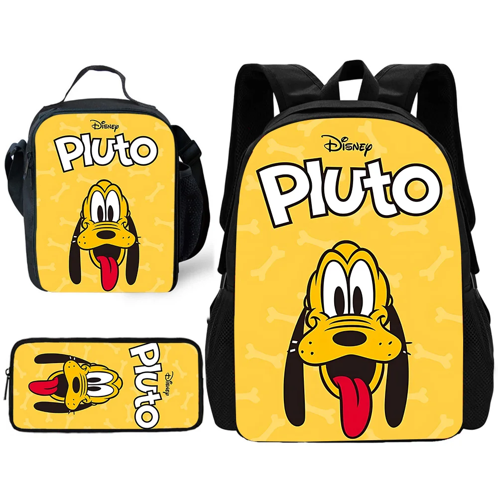 Cute Mickey and Pluto Child School Backpack with Lunch Bags ,Pencil Bags ,School Bags for Boys Girls Best Gift