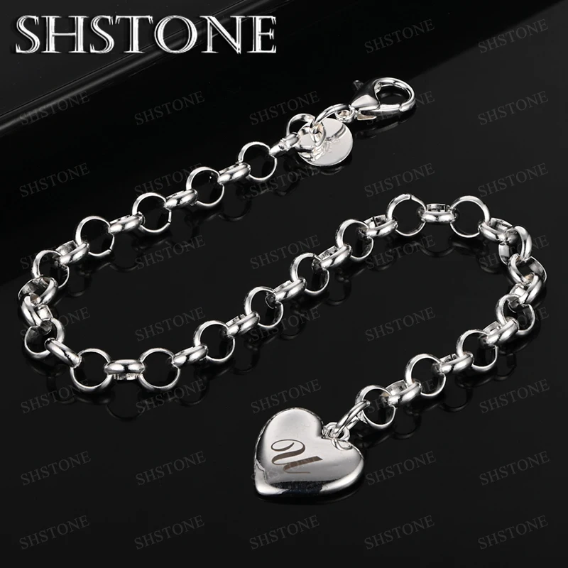 

Lovers 925 Sterling Silver Letter U Heart Bracelet Women Wedding Accessories Birthday Party Beautiful Design Jewelry Gift