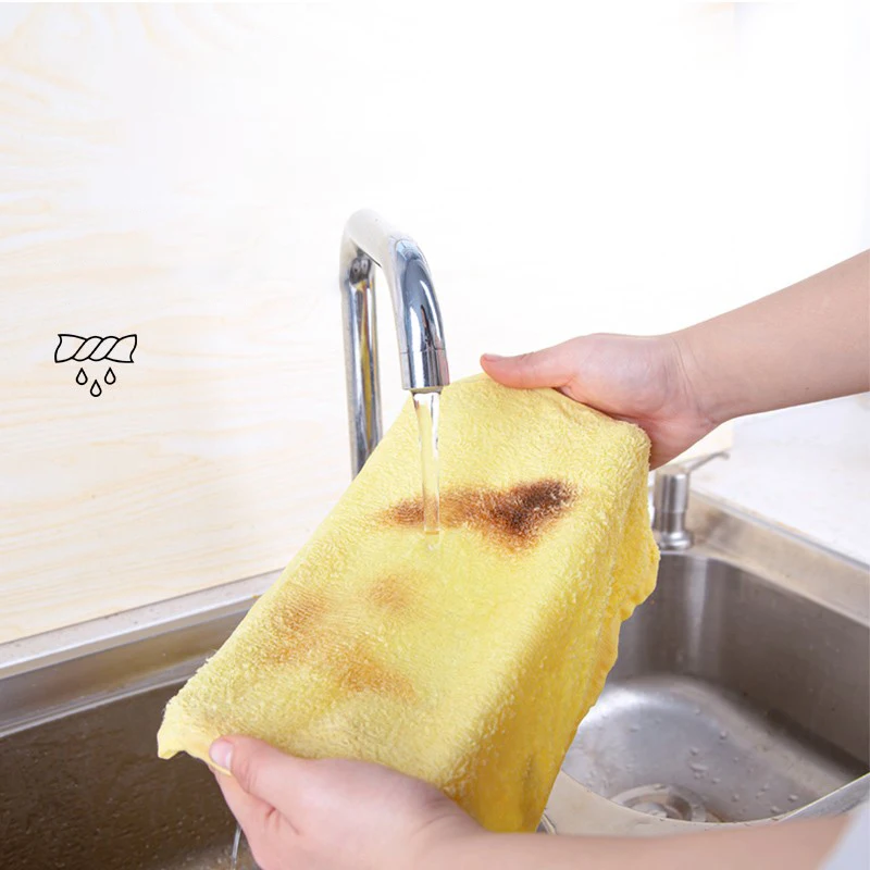 GIANXI Thickened Dish Towel Anti-Grease Efficient Kitchen Washing Rags Wood Fiber Absorbs Water Without Hair Slip Rag