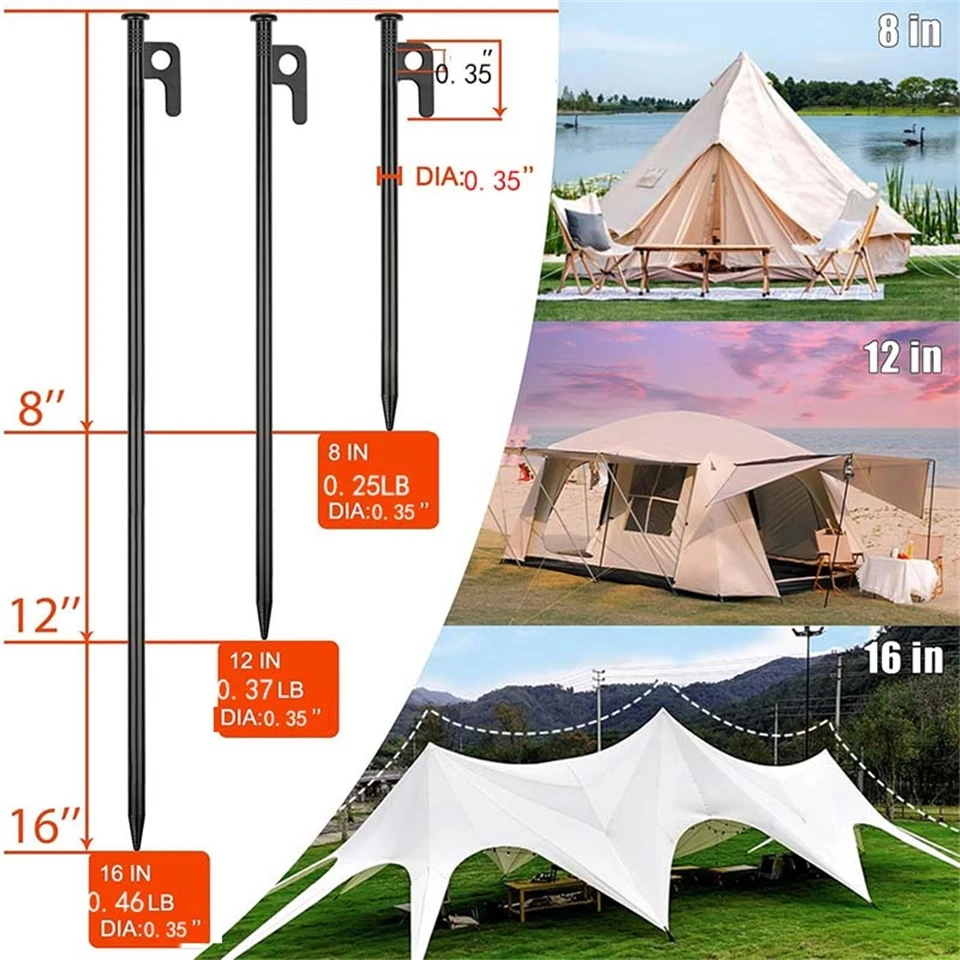 Robuste Zeltnägel aus geschmiedetem Stahl, langlebige Bodenheringe für Outdoor-Zelte, Vordächer, Gartendekoration und Camping – Detail 2