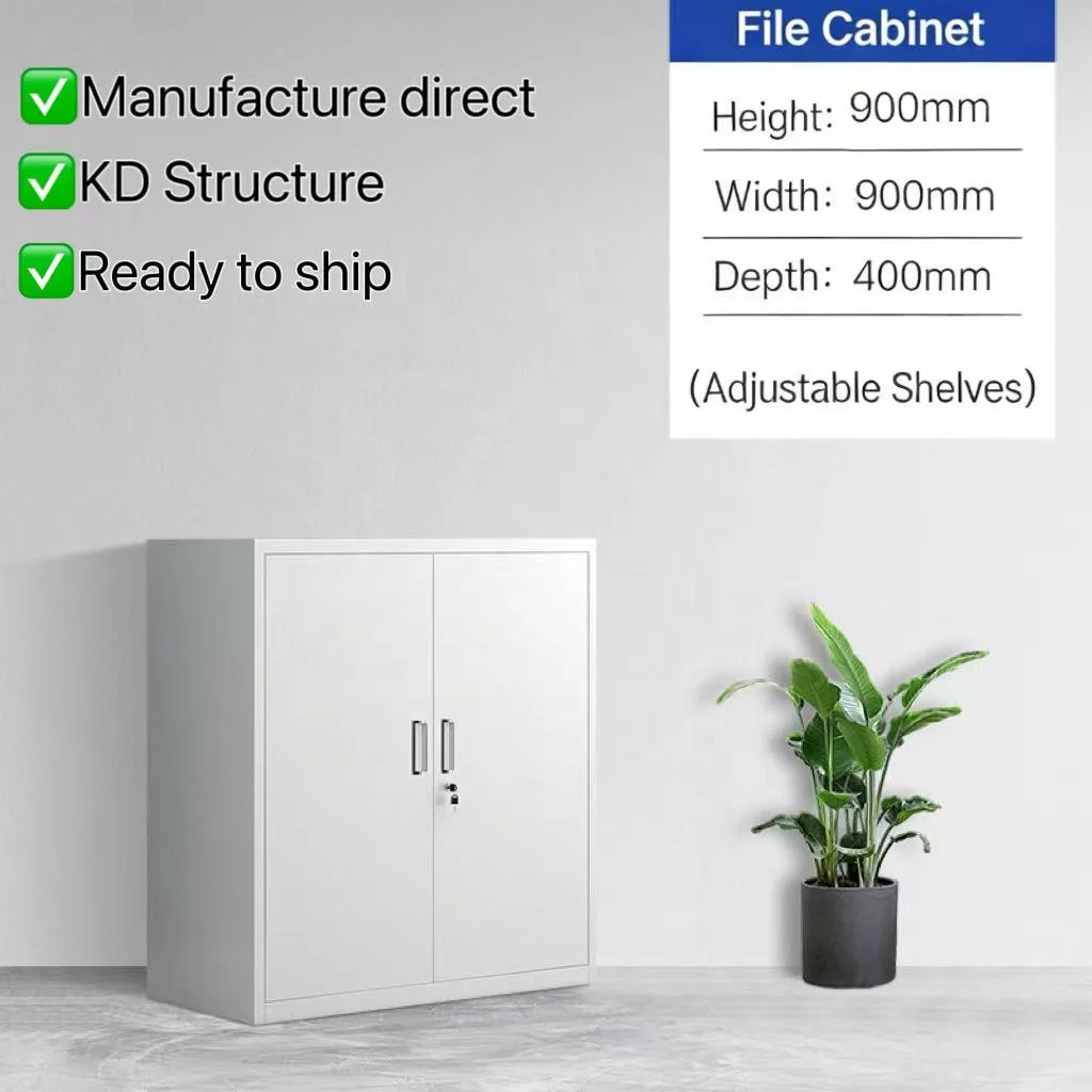 2 Door Adjustable Steel Modern Low Storage Filing Cabinet With Lockable Metal Doors For Office School Library Hotel Hospital Use