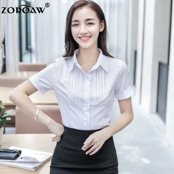 

Women's Slim Shirts, Office Lady Blouse, Short Blouses, Plus Size Tops, Female Casual Shirt, Fashion