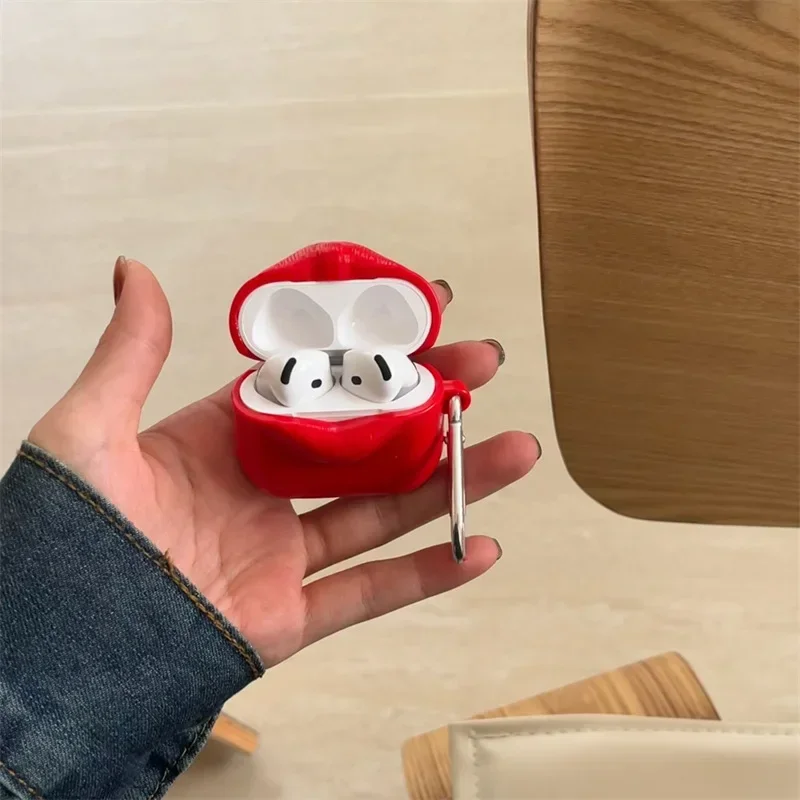 Funda de labios de parodia para AirPods 4 Airpod 1 2 3 Pro Pro2 auriculares Bluetooth caja de carga funda protectora para auriculares
