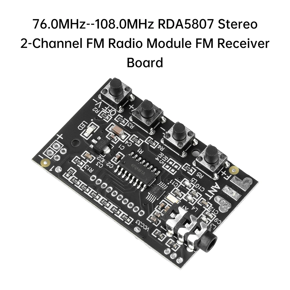RDA5807 FM Radio Module | 76-108MHz Stereo Receiver | 2-Channel FM Tuner Board | High Fidelity Audio | for Radio Development
