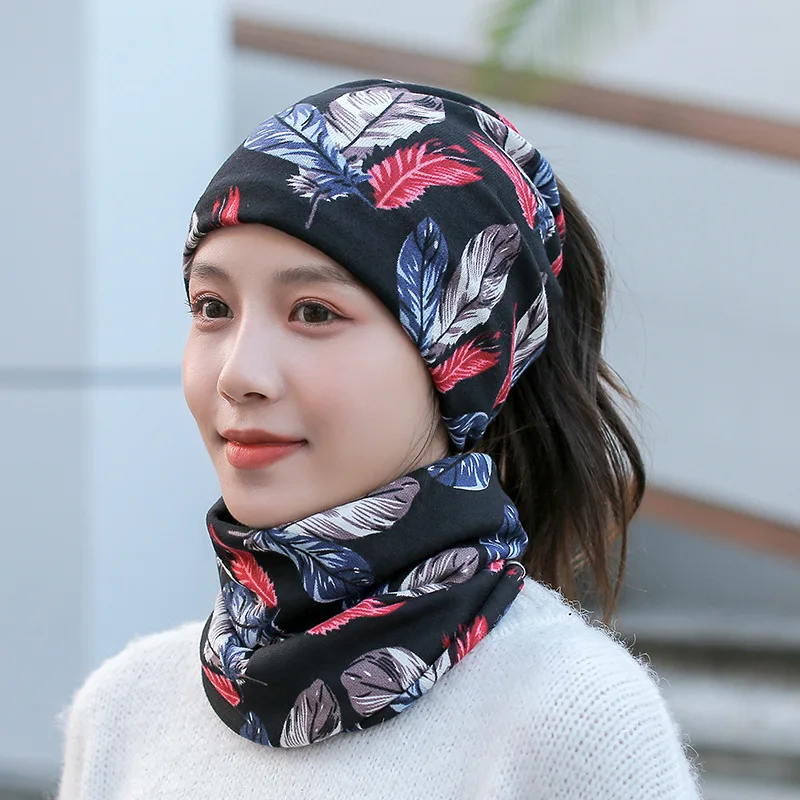 Fashion Spring Fall Winter Women Cold-Proof Warm Variety Head Scarf Twist Cap Headband Protect Neck Multi-Functional Pile Hat