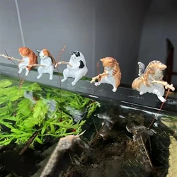 Charming Cat Fishing Figurine - Resin Miniature For Aquarium & BonsaiDecor, Perfect For Fish Tank Landscaping