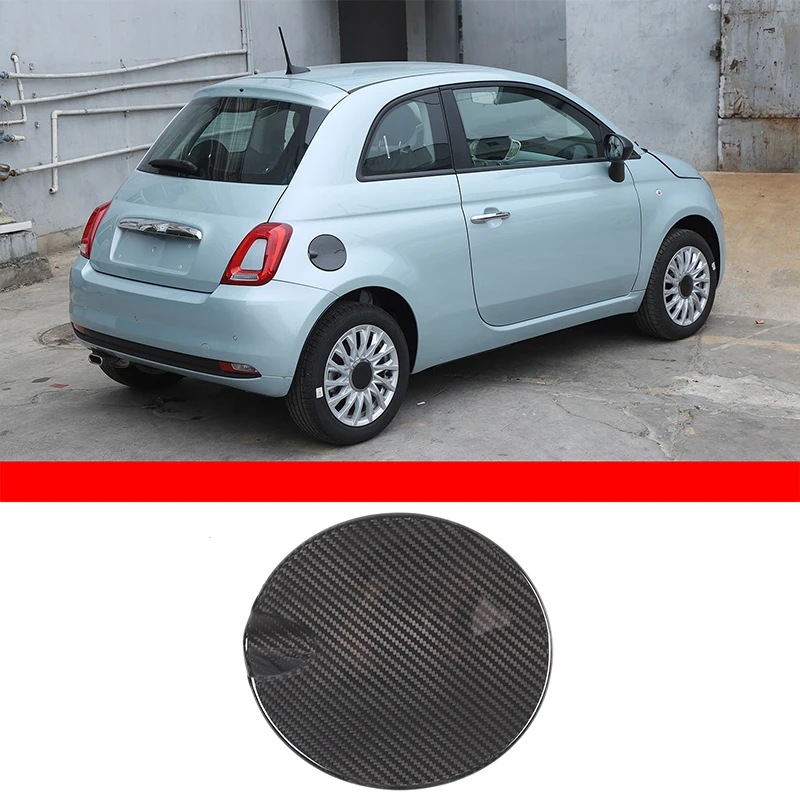 cheya Real Carbon Fiber Car Fuel Tank Cap Decorative Panel Sticker for Fiat Abarth 500 595 2016 + Exterior Accessories 1 Pcs