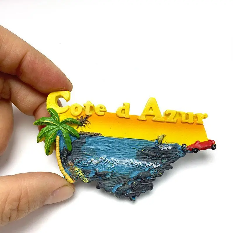 

France Côte d'Azur Nice Angel Bay 3D Resin Aimants Frigo Home Decor Magnets - Mediterranean Sea Palm Tree Fridge Magnet Souvenir
