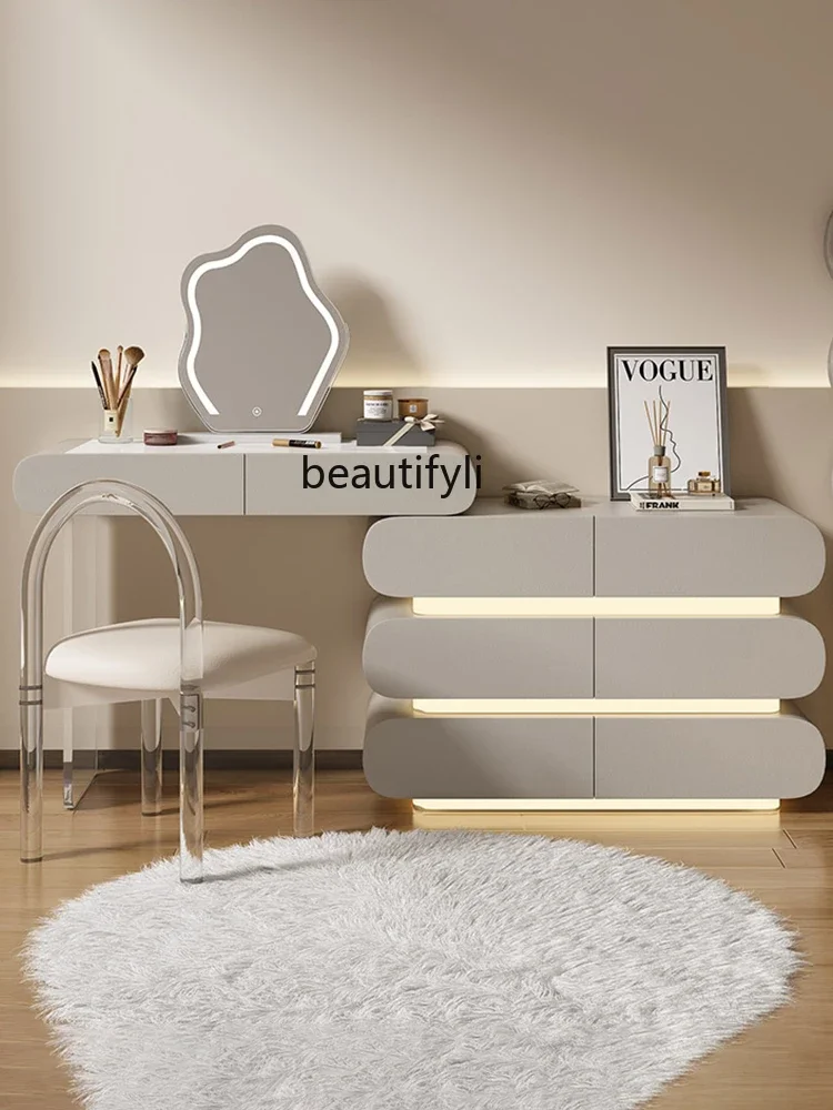 Cream Style Voice-Controlled Light Luxury Bedroom Dressing Table Makeup Cabinet Mirror New Small Simple Modern furniture