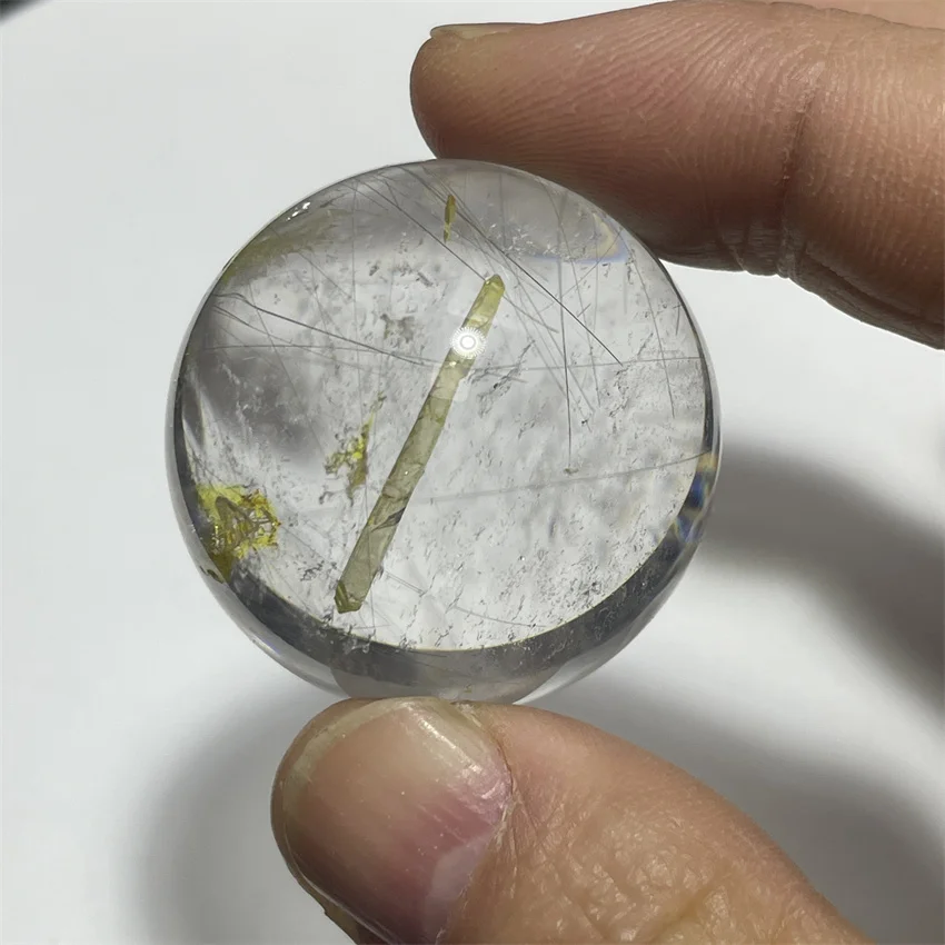 3.4cm Natural Quarte Rutilated Golden Hair Crystal Ball Polished Quartz Sphere Reiki Healing Gift Room Decor Fengshui