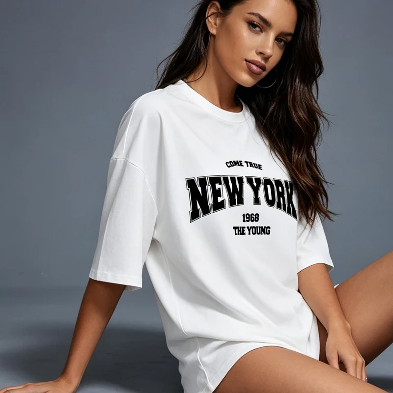 Oversized T Shirts When 1968 The New York Is Young Woman Tshirts Oversize Daily Tshirts Creativity Streettshirt Clothes Y2K Tops