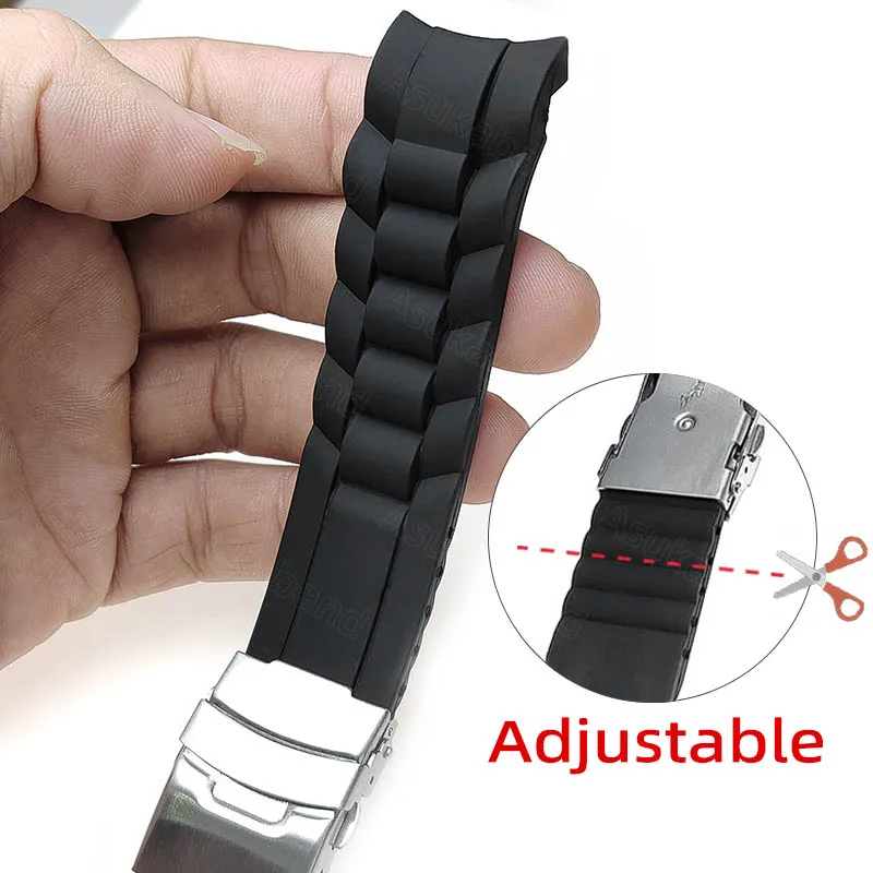 16-26mm Curved End Silicone Watch Strap Band for Seiko for Citizen for Rolex Arc Link Watchbands 18mm 20mm 22 Bracelet Men Women