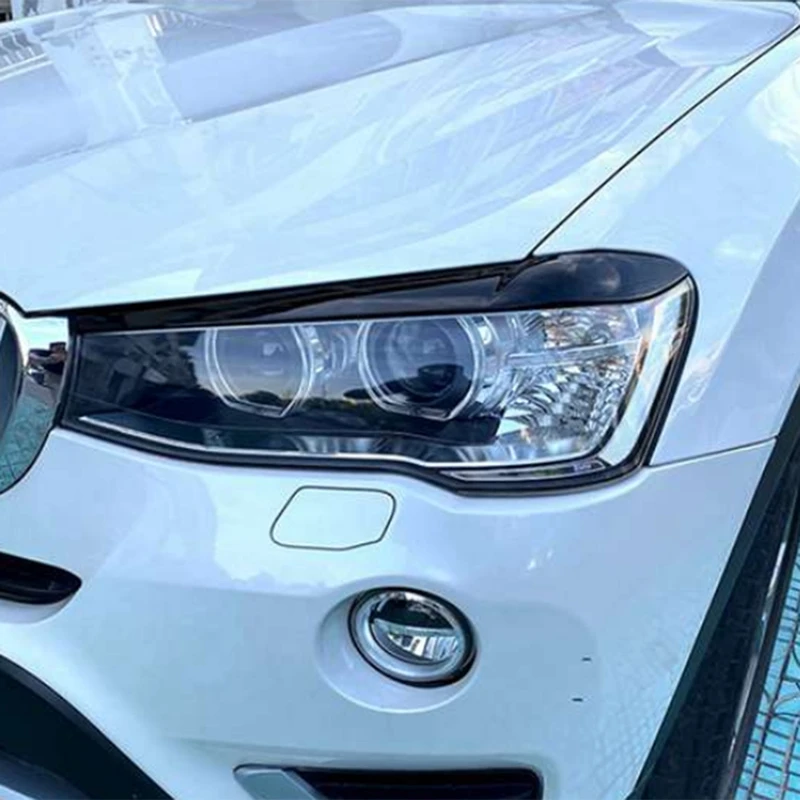 For BMW X3 F25 X4 F26 2014-2017 Resin Front Headlight Lamp Cover Garnish Strip Eyebrow Cover Trim Sticker Accessories