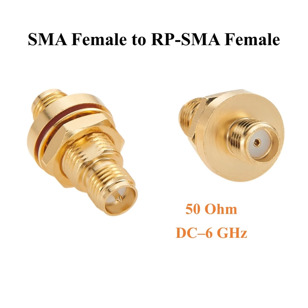 

RP-SMA Female to SMA Female Bulkhead Panel Mount Adapter 50 Ohm Low Loss SMA to RP-SMA RF Coaxial Connector IP67 Waterproof for