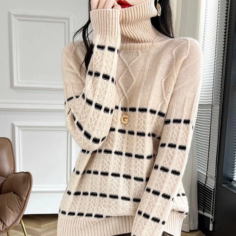 

Winter Thickened Turtleneck Fashionable New Collar Knitted Sweater Base Shirt Top Twist