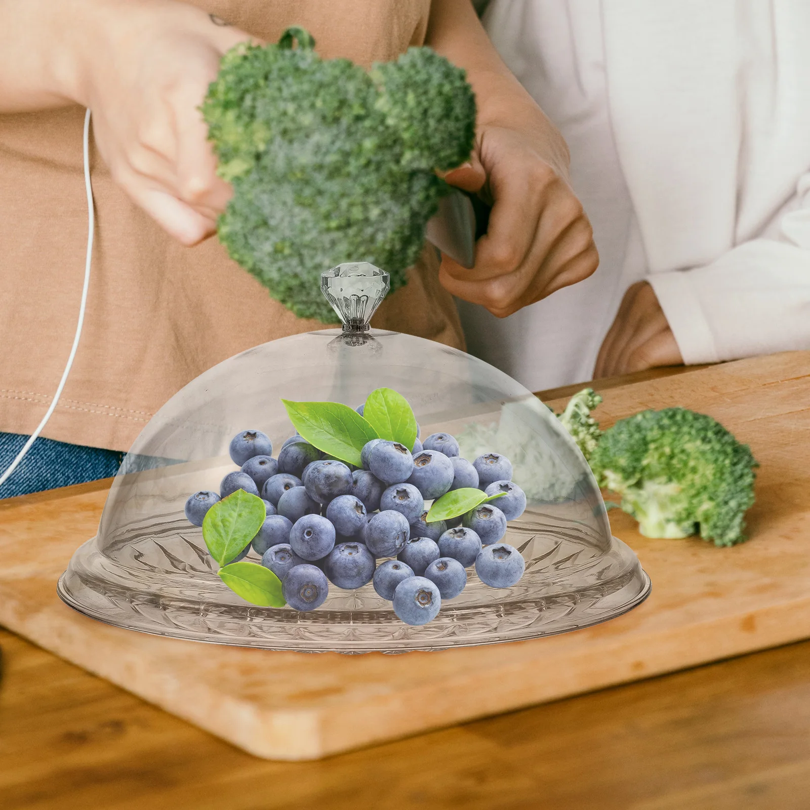 Cake Display Tray Holder with Lid Pastry Stand Cover Transparent The Pet Serving Platter Dome