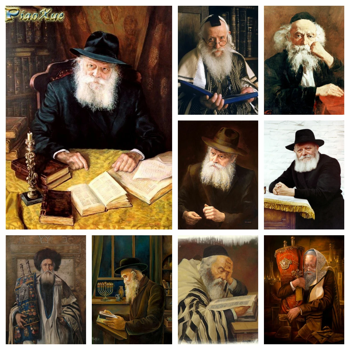 Jewish Art 5D Diamond Painting Rabbi Reading The Talmud Mosaic Embroidery Jews Home Decor Cross Stitch Kits  Diy Craft Wall Art