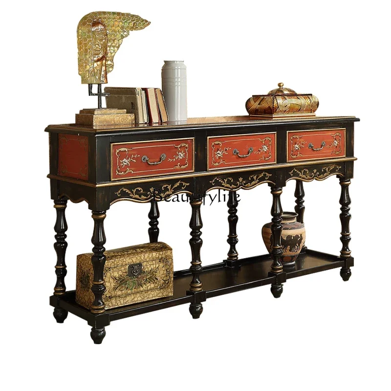 

FG40Modern Minimalist Entrance Cabinet Retro Chinese a Long Narrow Table Table Italian Sofa Tables Long Altar