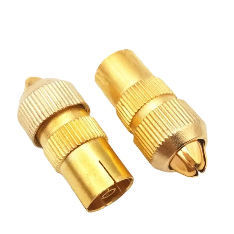 5pcs metal 9.5 Cable TV plug without welding type RF head cable connector TV head bamboo  RF female bnc RCA