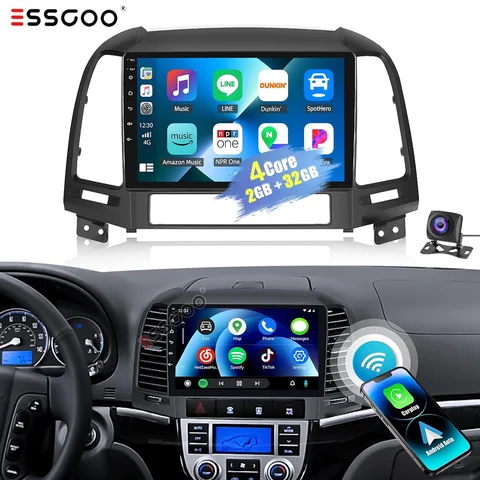 Android 15 Carplay Auto Car Radio For Hyundai Santa Fe 2 2006 2007 2008 2009 2010 2011 2012 Multimedia Player Stereo DSP