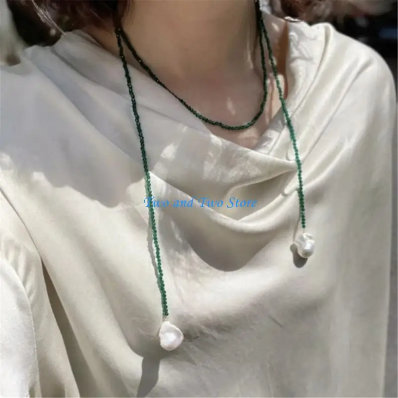 

HX6F Double Strand Green Spinel Beads and Synthetic Pearls Party Jewelry Pieces