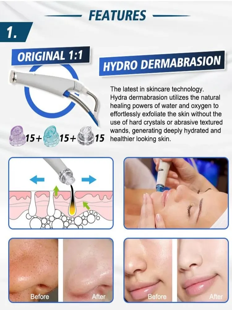 14 In 1 Oxygen Facial Machine Hydra Diamond Microdermabrasion Hydradermabrasion Hydro Machine Professional Deep Cleansing