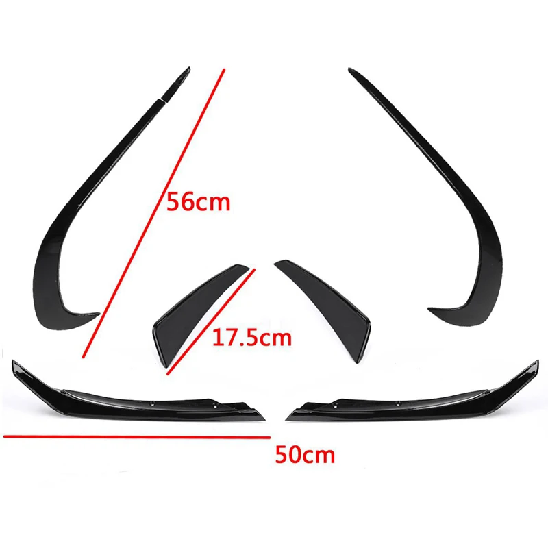 

6PCS Car Front Bumper Side Splitter Spoiler Canards Air Knife For Benz A Class W176 A180 A200 A220 AMG A45 2016-2018