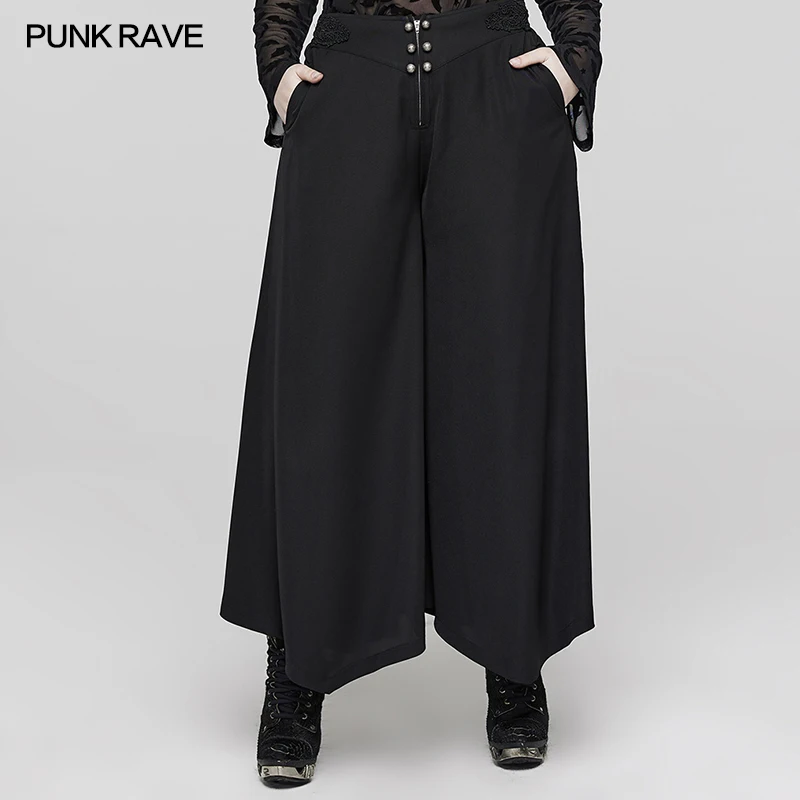 PUNK RAVE-Women's Gothic Loose A-Line Pant-skirt, Daily Fashion, High-Class Feeling, Jacquard Waist, Comfortable Trousers