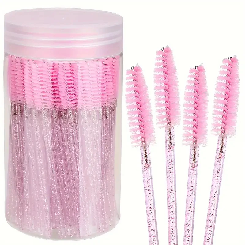 100pc conveniente cepillo de pestañas y cejas de cristal peine de pestañas desechable para aplicación de máscara herramientas de maquillaje de extensión de pestañas