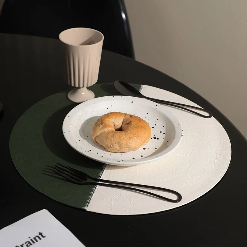 Stylish Oval Pu Leather Table Placemat with Water Repellent Non Slip Heat Insulated for Household Hotel Dining Decor Use
