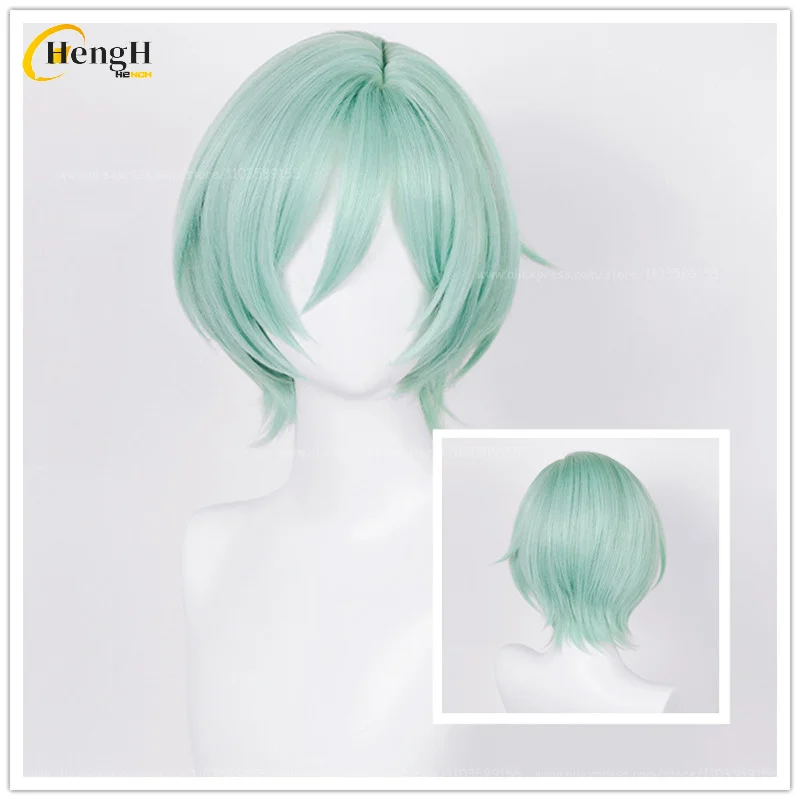 In Stock Anime Kazehaya Tatsumi Synthetic Wig Short 30cm Cyan Cosplay Wig Heat Resistant Hair Halloween Party Wigs +Free Wig Cap