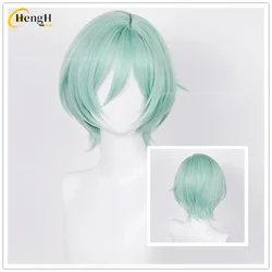 In Stock Anime Kazehaya Tatsumi Synthetic Wig Short 30cm Cyan Cosplay Wig Heat Resistant Hair Halloween Party Wigs +Free Wig Cap