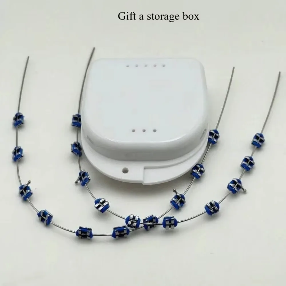 1Pair Temporary Tooth Decoration Dental Fake Braces with Metal Wires & Bracket Orthodontic Braces with Ligature Ties Dental