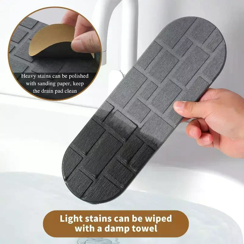 [MA]Diatomite Sink Tray With Silicone Based Fast Drying Stone Dish Mat For Kitchen Bathroom Countertop Soap Dispenser Holder[MA]