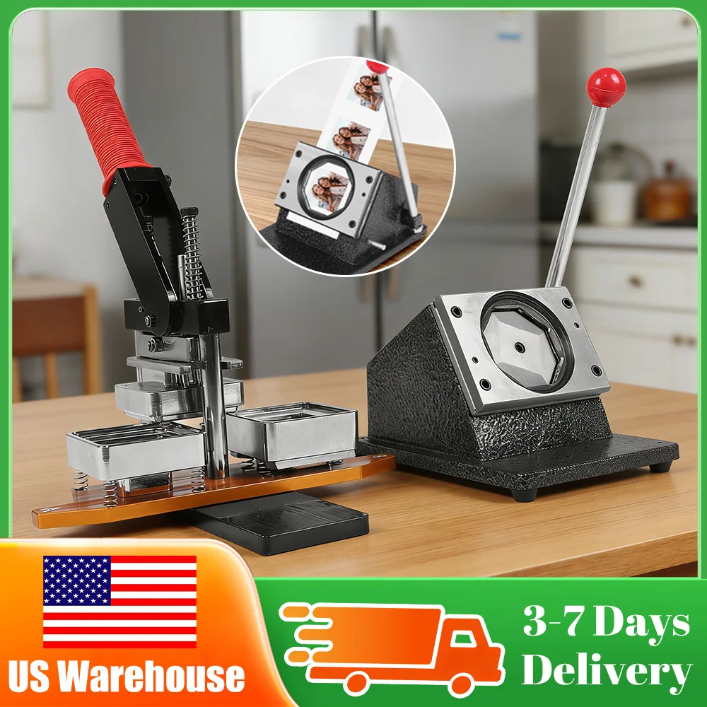 

All In One Square DIY Magnet Making Machine Metal Badge Press with Paper Cutter and Supplies for Fridge Decor Crafting Projects