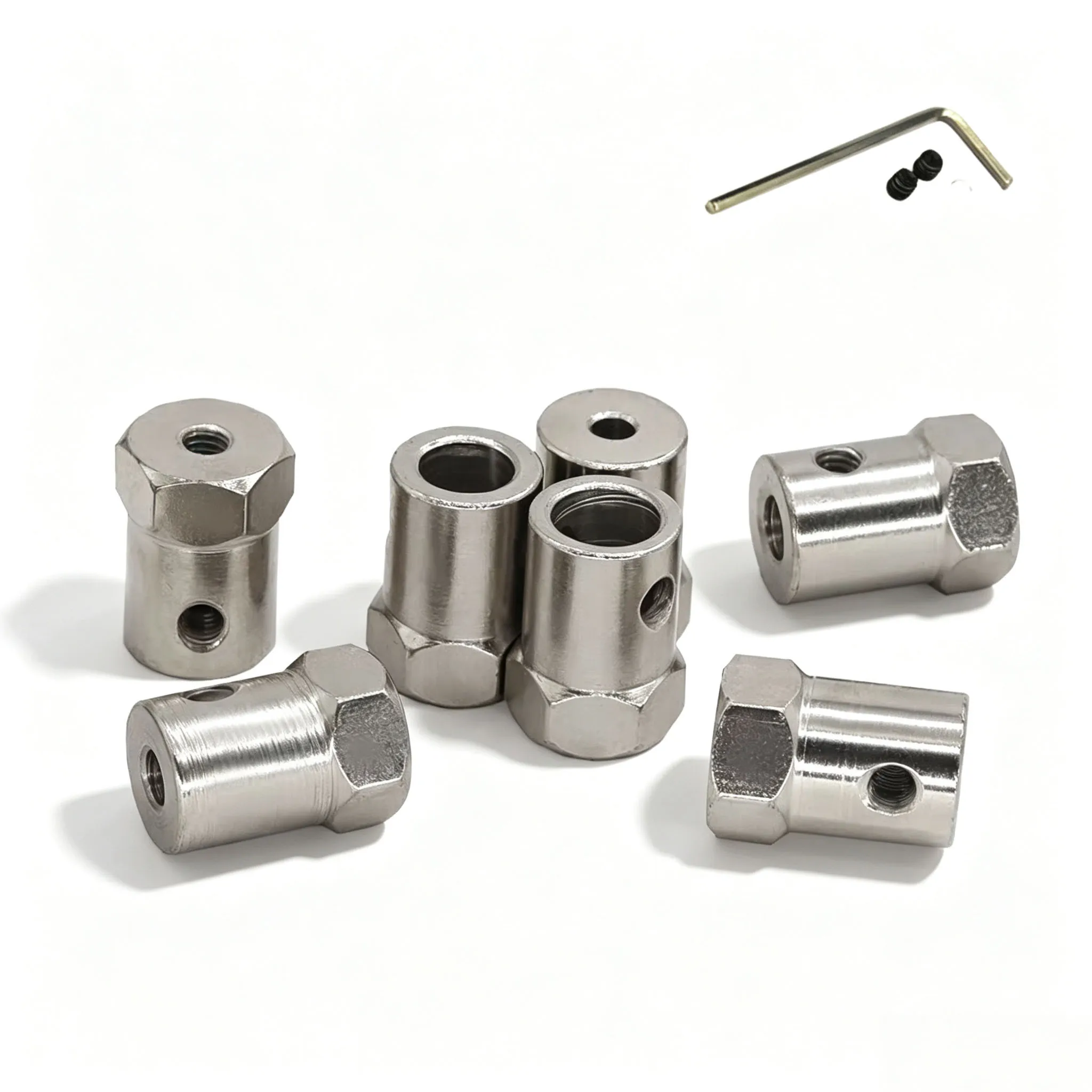 1Pcs 2-8mm Hex Shaft Coupling Iron Motor Connector DIY Mechanical Drive Joint